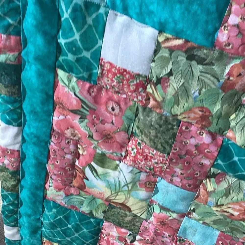 NWT. Turquoises, Corals and Greens Handcrafted Lap Quilt